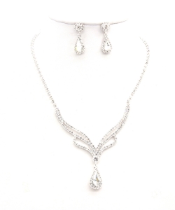 Rhinestone Necklace with Earrings NB300616 SVCL